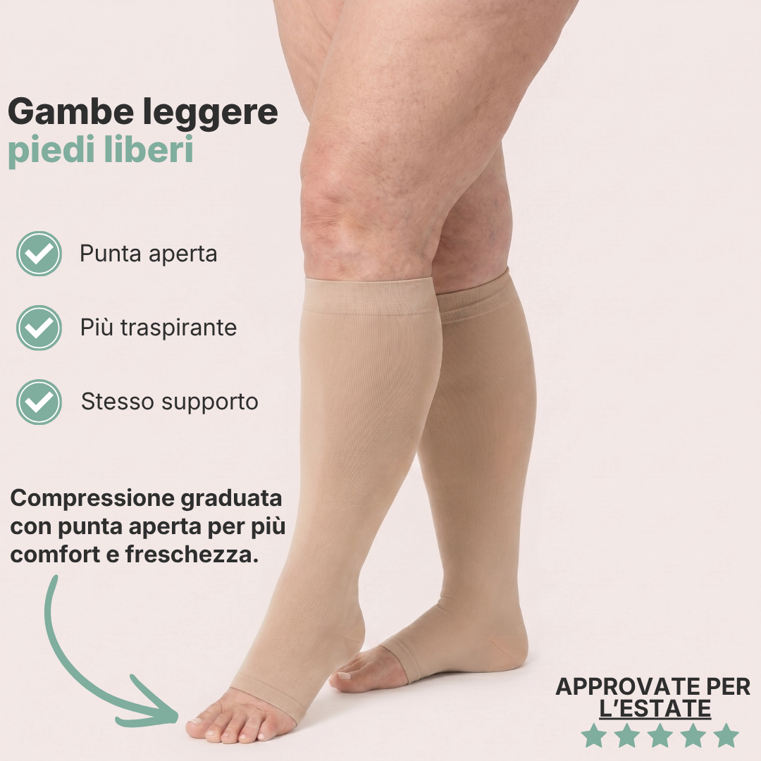 Calze BambooFlow™ a compressione punta APERTA - Per sentirti leggera!