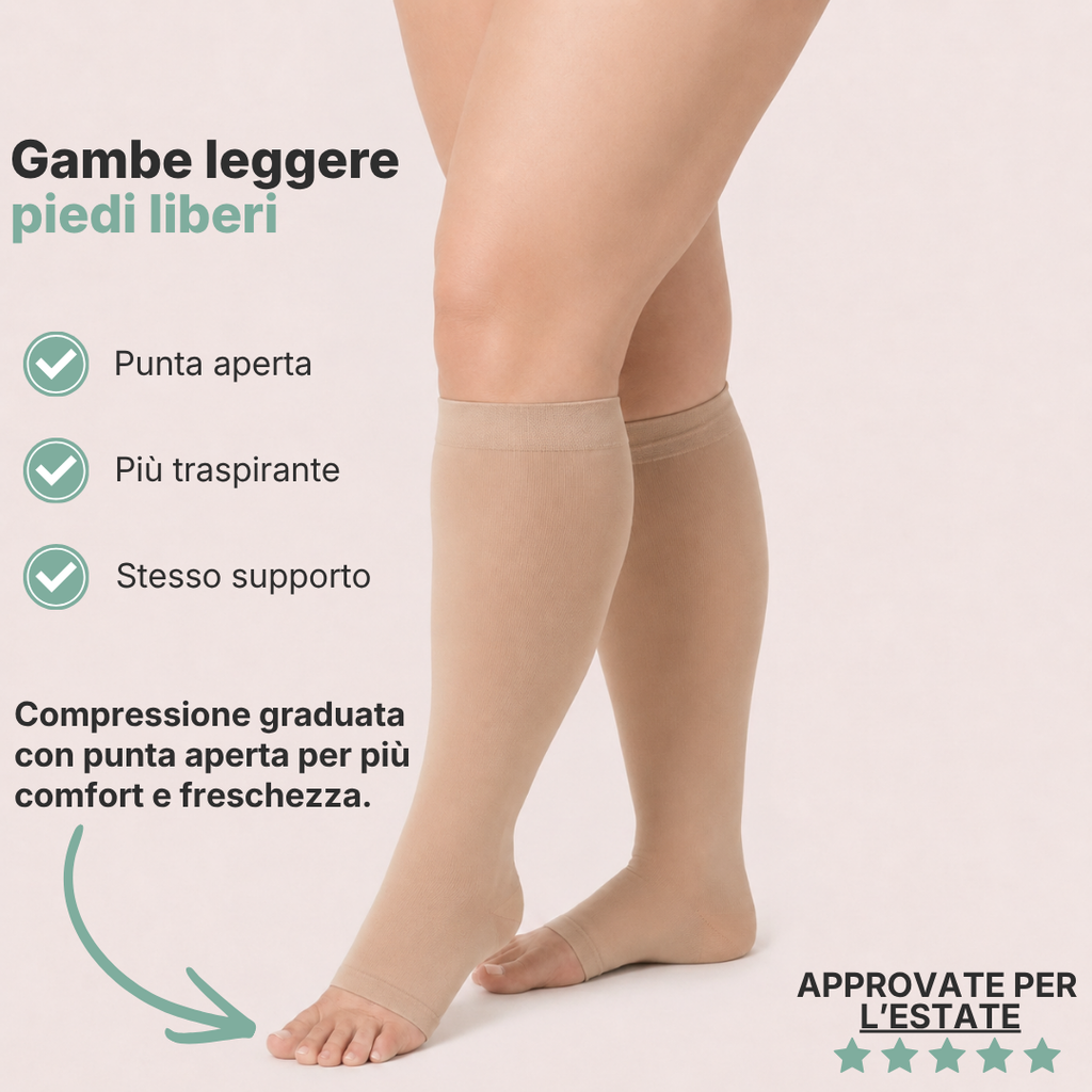 Calze BambooFlow™ a compressione punta APERTA - Per sentirti leggera!