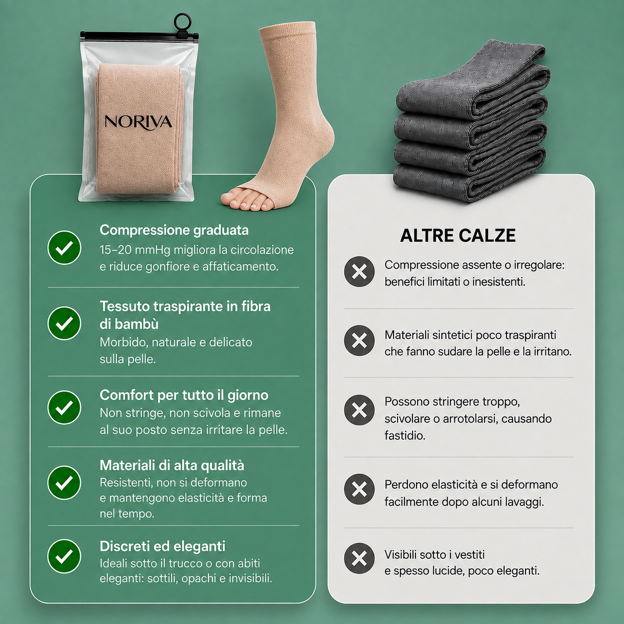 Calze BambooFlow™ a compressione punta APERTA - Per sentirti leggera!