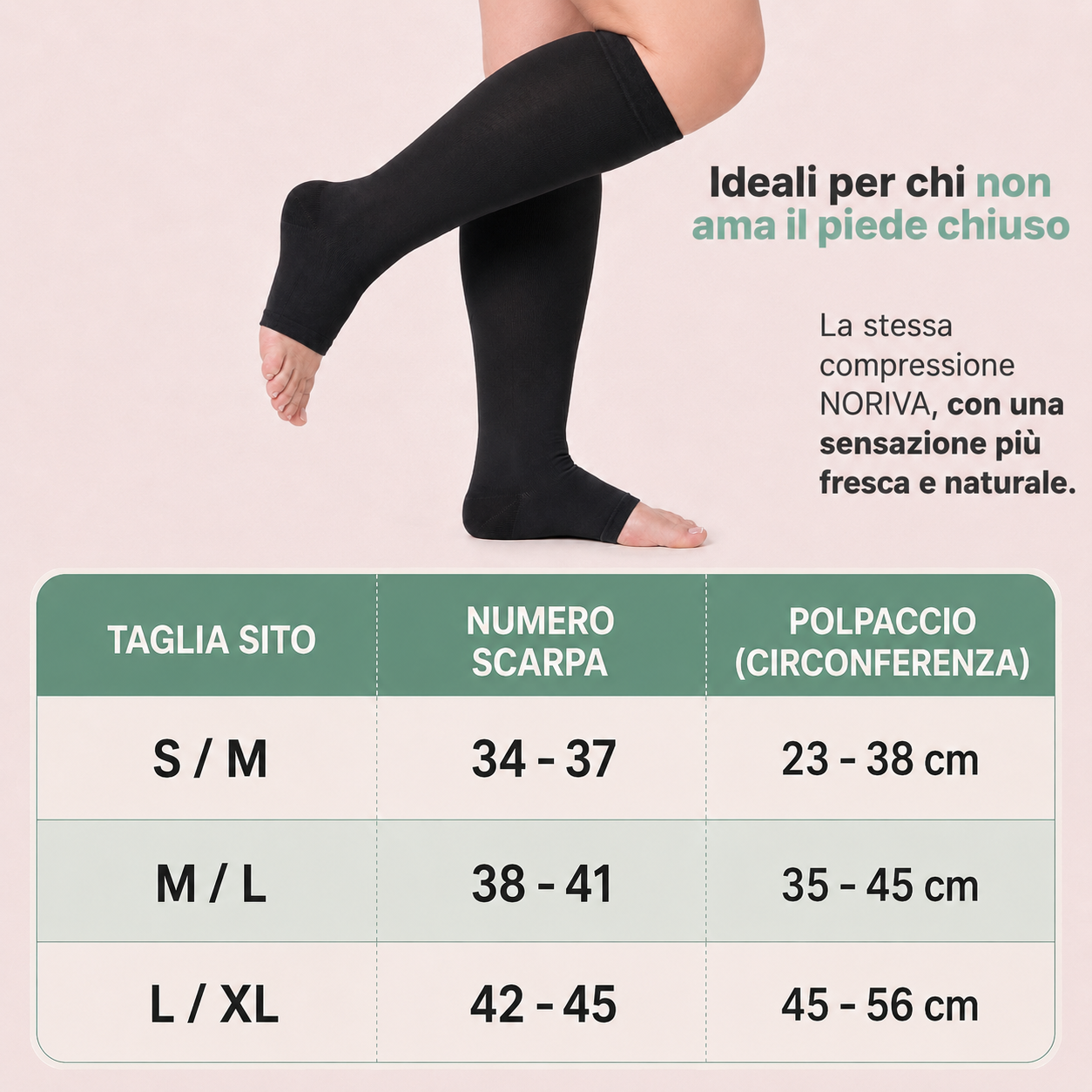Calze BambooFlow™ a compressione punta APERTA - Per sentirti leggera!