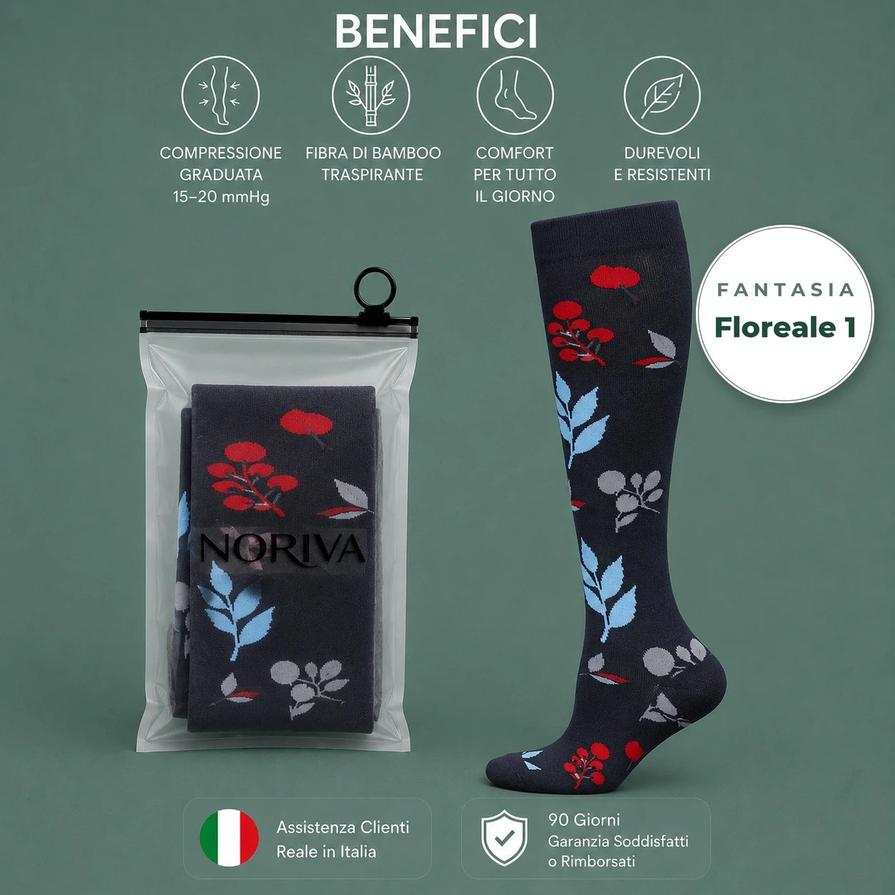Calze a compressione Noriva Fantasia Floreale – variante 1