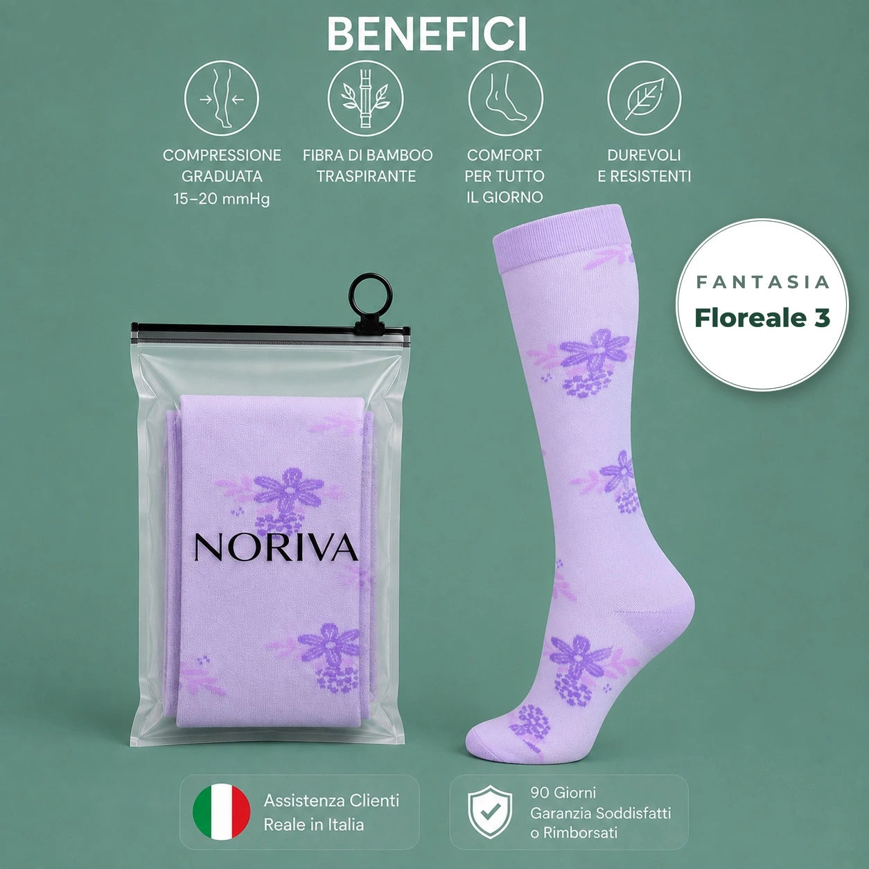 Calze a compressione Noriva Fantasia Floreale – variante 3