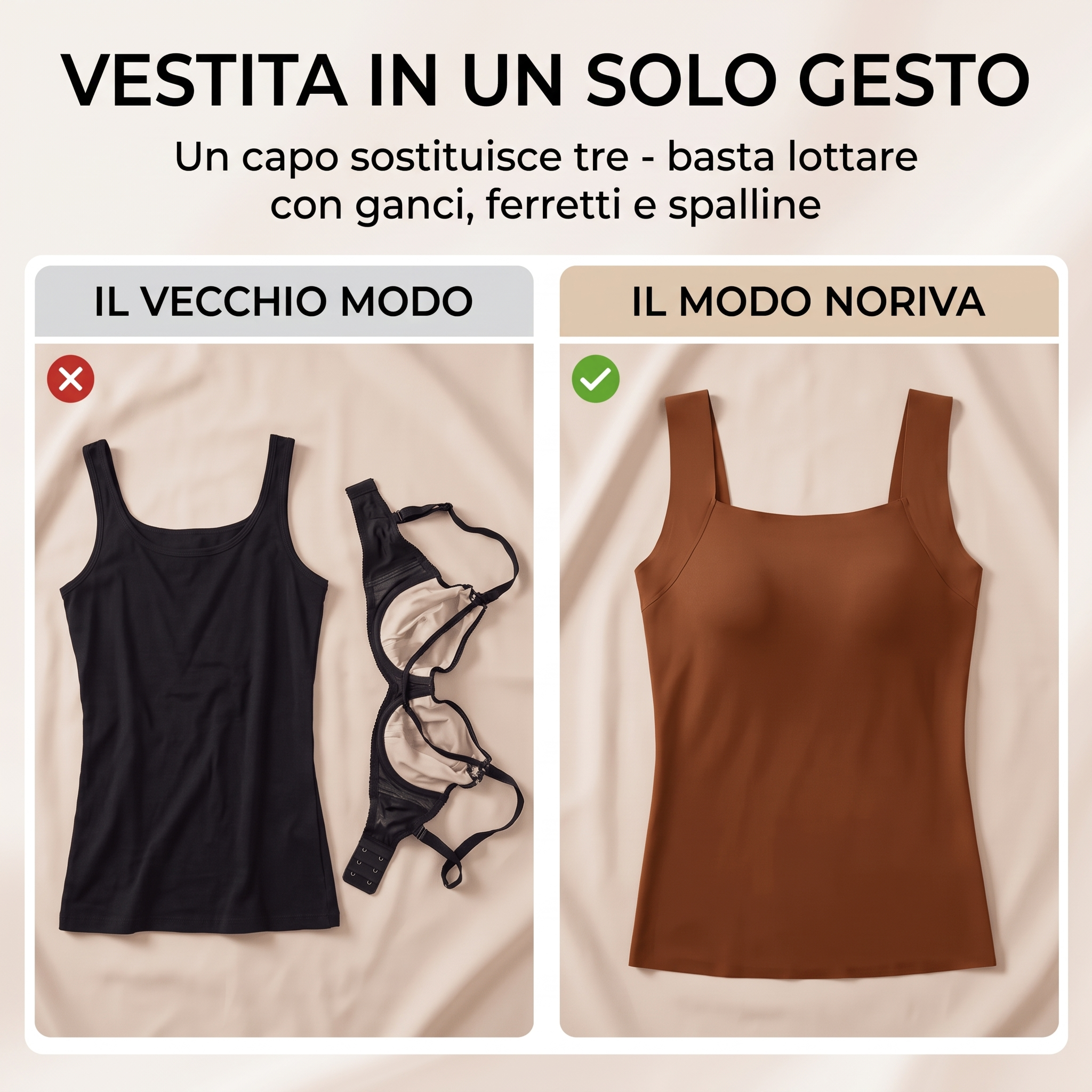 Vestita in un solo gesto: il modo Noriva