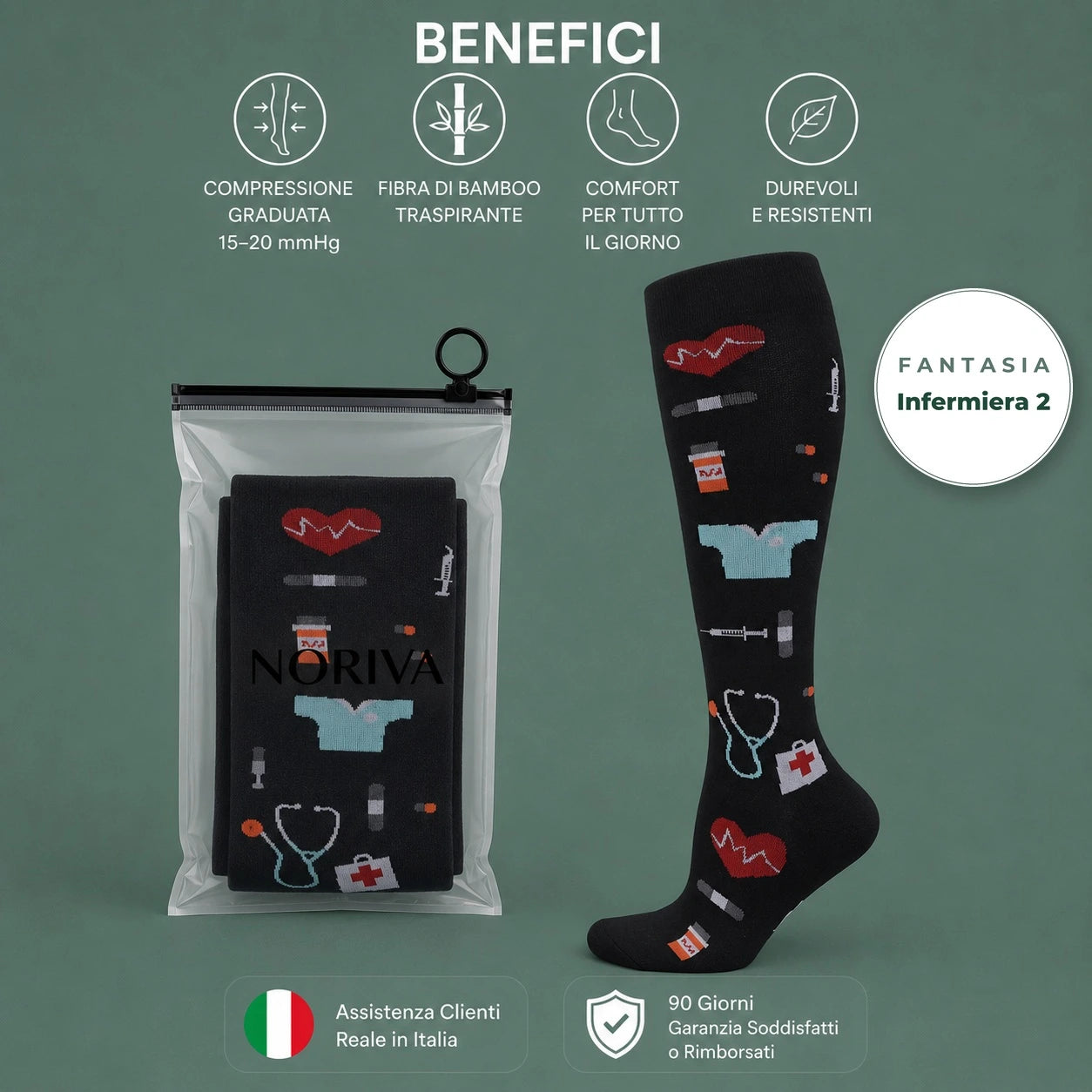 Calze a compressione Noriva Fantasia Infermiera – variante 2