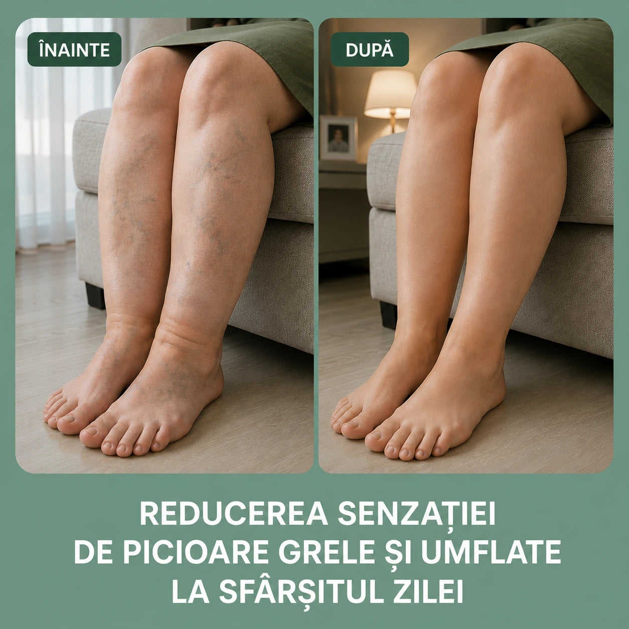 Înainte și după: reducerea senzației de picioare grele și umflate la sfârșitul zilei