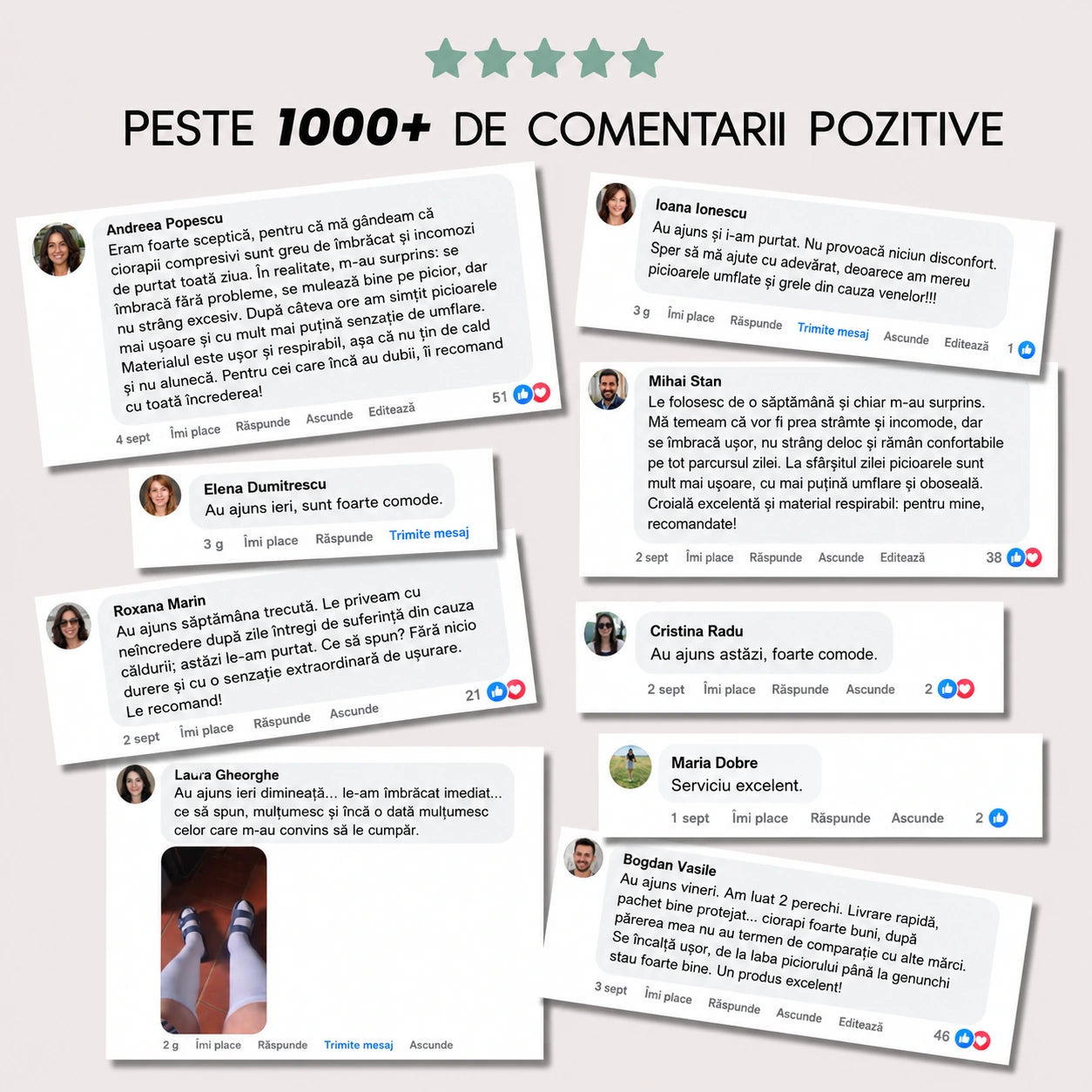 Peste 1000 de comentarii pozitive despre șosetele compresive Noriva
