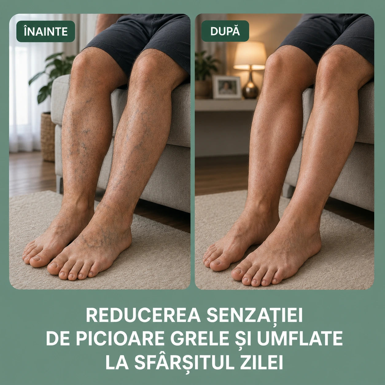 Înainte și după: reducerea senzației de picioare grele și umflate la sfârșitul zilei